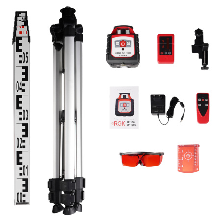 Комплект ротационного нивелира с элевационным штативом RGK SP-100 COMBO купить по низкой цене | МАКСПРОФИТ