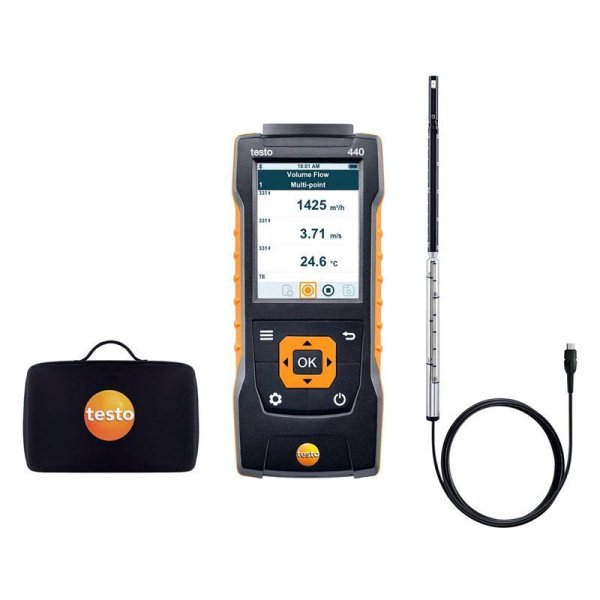 testo 440. Комплект с зондом с обогреваемой струной (0635 1032) и кейсом купить по низкой цене | МАКСПРОФИТ